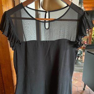 Express cap-ruffled-sleeve blouse with sheer top